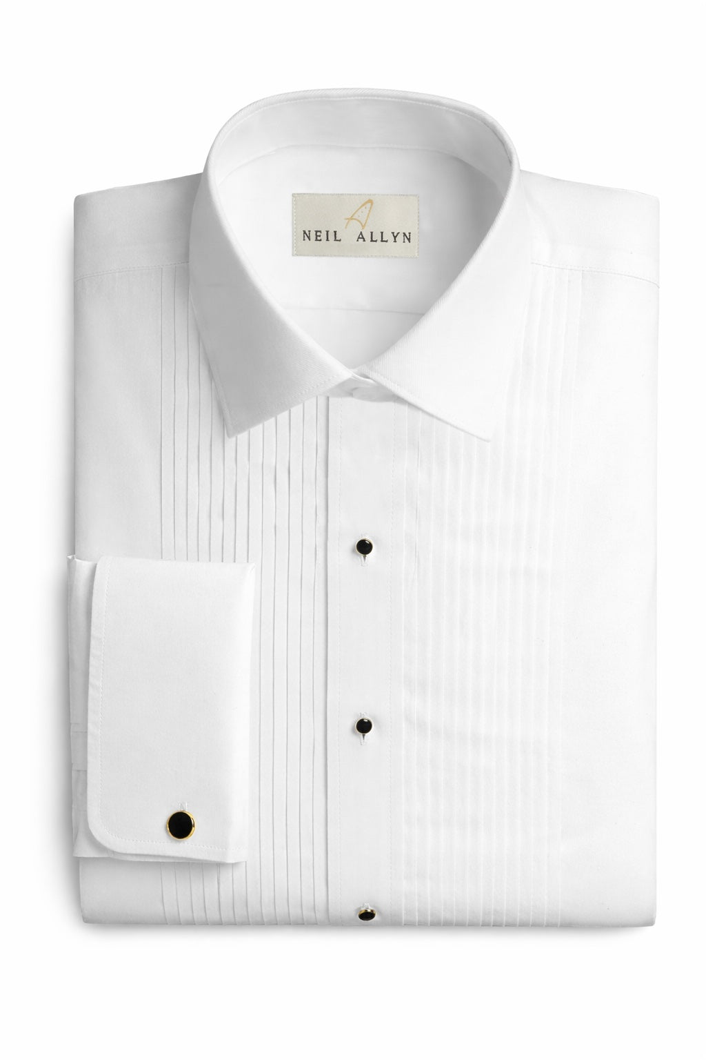 MENS SLIM FIT1/4 PLEATED POINT COLLAR W/ FRENCH CUFFS