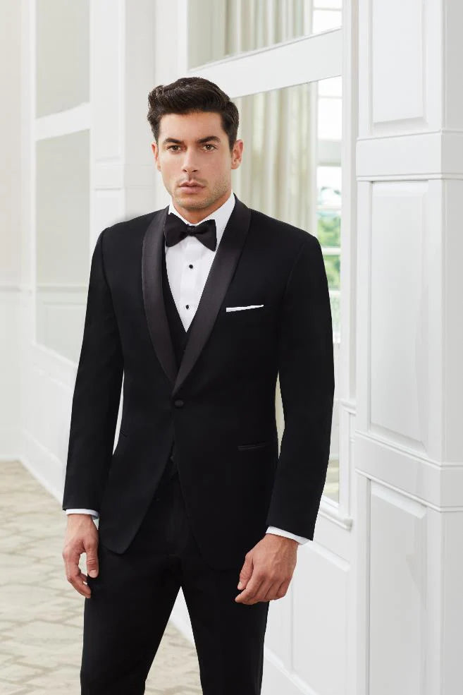 Braydon - Men’s S120'S 1 Button Shawl With Satin Lapel #8231C