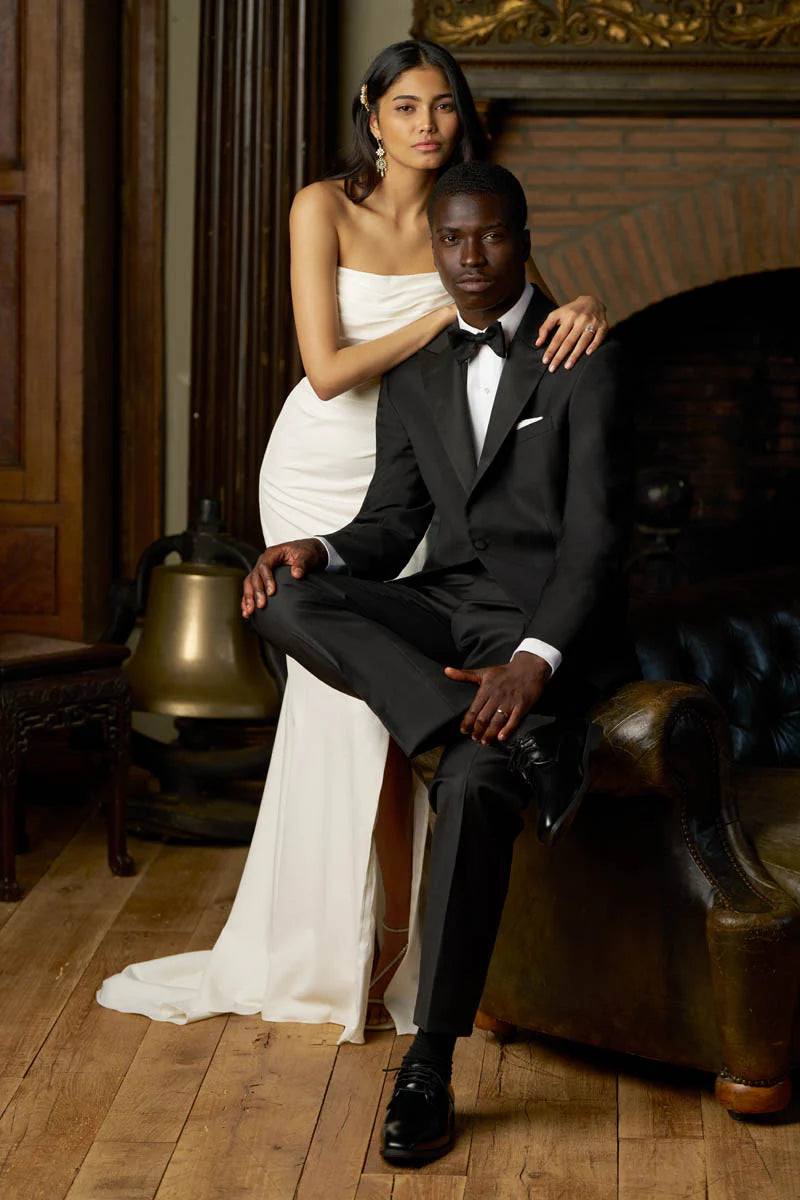 Tuscany 1 Button Peak Tuxedo Coat with Grosgrain Lapel #M4341C-100