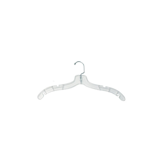Clear plastic dress hanger
