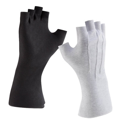 Fingerless Long Wrist Cotton Gloves (White)