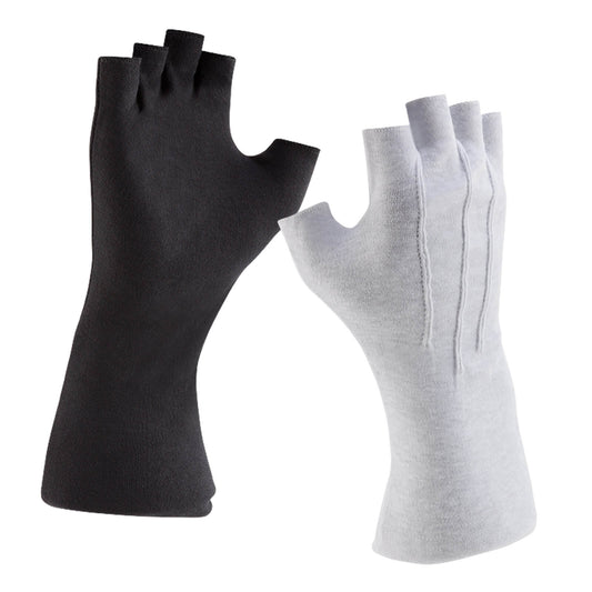 Fingerless Long Wrist Cotton Gloves (White)